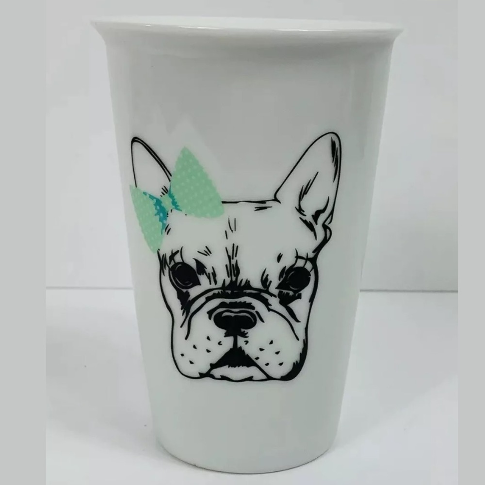 Frenchie French Bulldog Wearing Mint Green Bow Mug